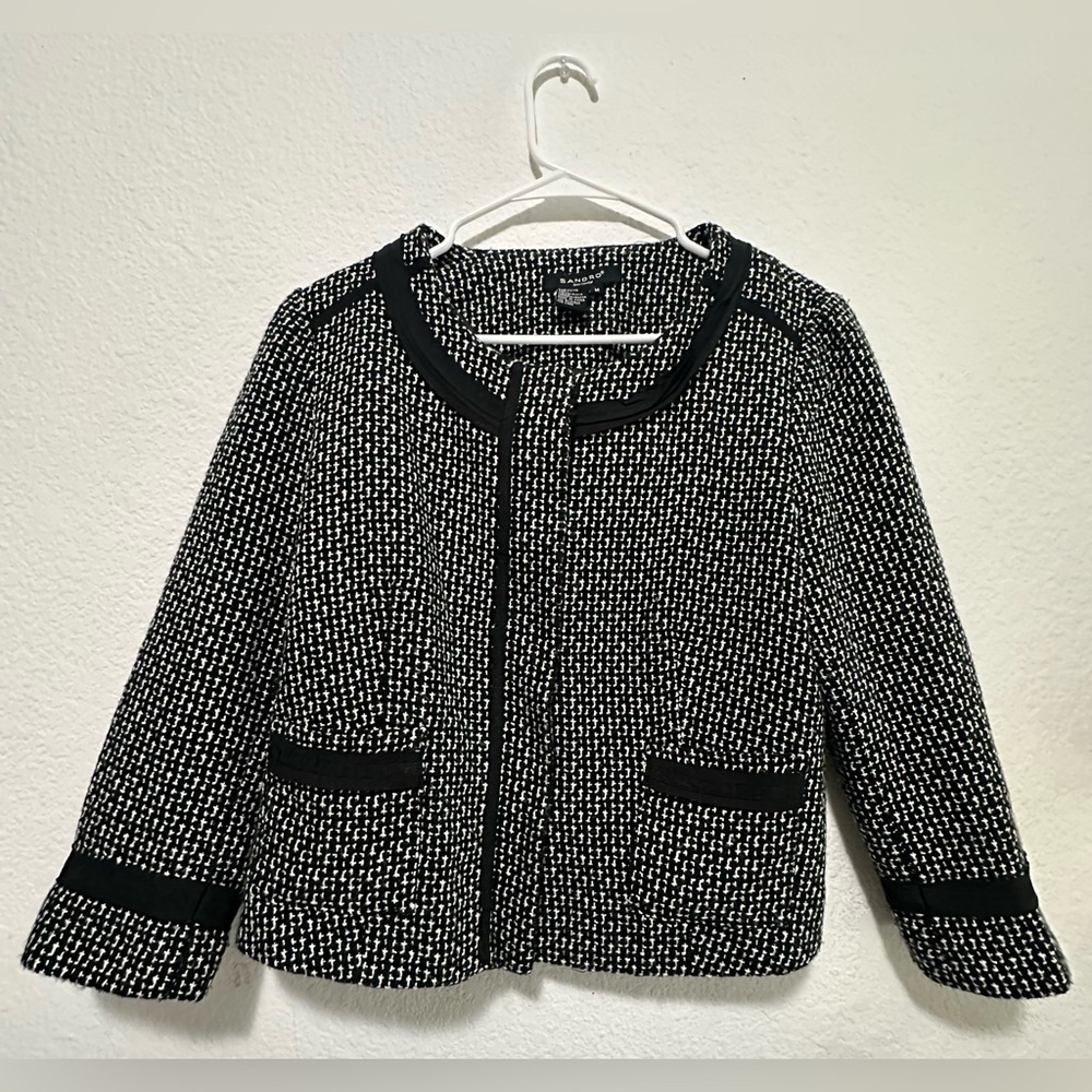 Sandro Sportswear Black & White Women's Coat Jacket size M - Picture 1 of 8